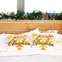 SPRINGOS - Dekoratívna obliečka 40x40cm na vankúš HA3400 - biela so zlatou snehovou vločkou