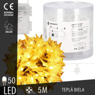 SPRINGOS - 50 LED (5m) Girlanda - Hviezdičky CL0179 vianočné svetielka na stromček s programátorom na batérie - teplá biela