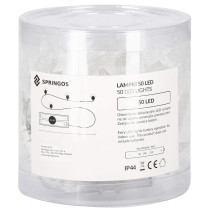SPRINGOS - 50 LED (5m) Girlanda - Hviezdičky CL0179 vianočné svetielka na stromček s programátorom na batérie - teplá biela