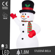 SPRINGOS - Nafukovací snehuliak 180cm CL4056 - samonafukovací, vonkajší, IP44 s LED osvetlením - studená biela