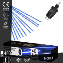 SPRINGOS - 480 LED (6m) Svietiace cencúle CL1210 "METEOR" efekt padajúceho snehu - ​​vnút./vonk. - Modrá