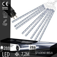 SPRINGOS - 288 LED (7,2m) Svietiace cencúle CL04140 "METEOR" efekt padajúceho snehu - ​​vnút./vonk. - studená biela
