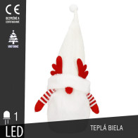 SPRINGOS - Vianočný trpaslík 37cm CA1243 - s LED osvetlením na batérie - teplá biela