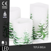 SPRINGOS - 3x LED sviečky so zimným motívom CA1455 - na batérie, ​​vnútorné použitie - teplá biela