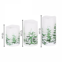 SPRINGOS - 3x LED sviečky so zimným motívom CA1455 - na batérie, ​​vnútorné použitie - teplá biela