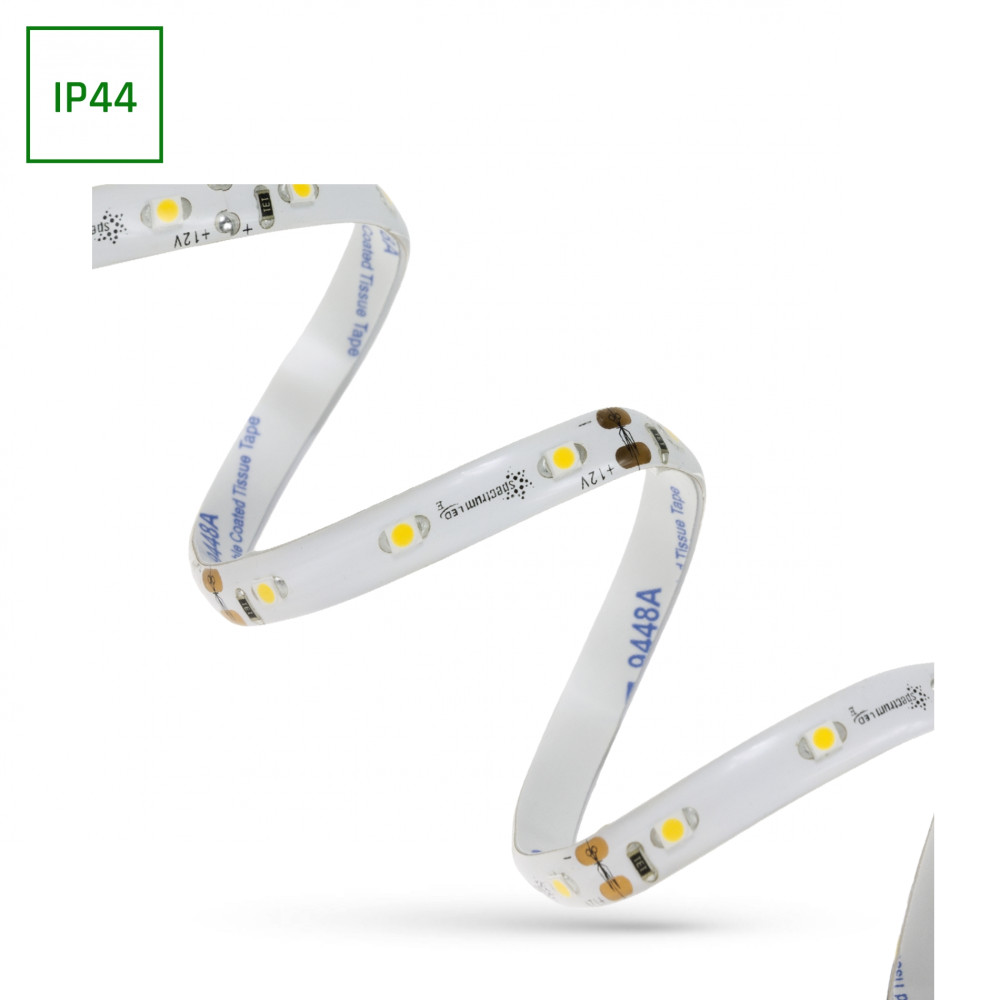 SPECTRUM - 1m LED pásik SMD 3528 - 4,8W/m - 440lm/m - 60LED/m- IP44 (silikón) - 8mm - 12V - Studená biela / 6000°K (5m kotúč)