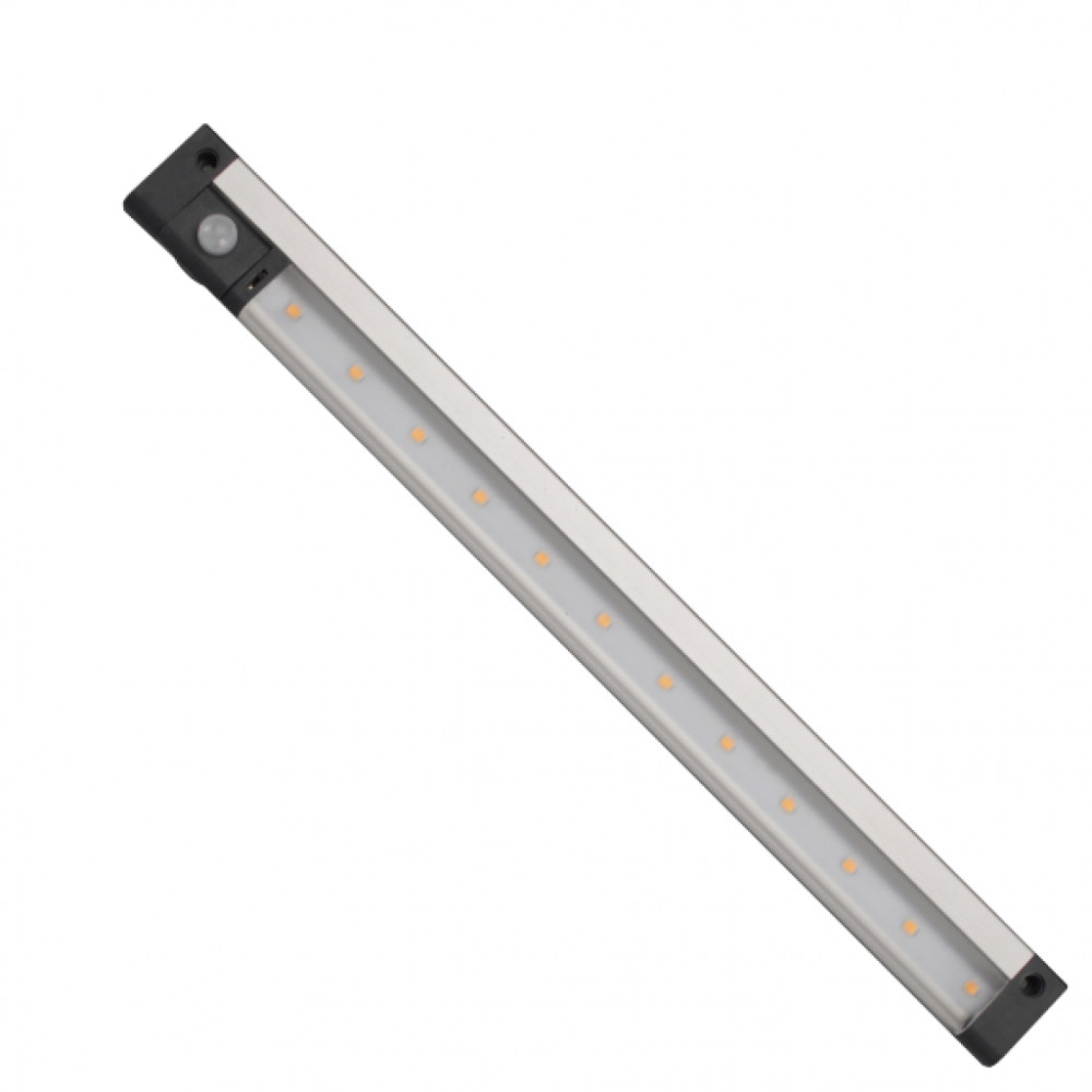 SPECTRUM - CABINET LINEAR SMD LED 3,3W povrchové svietidlo 120° IP20 300mm 12V Neutrálna biela / 4000°K - PIR senzor