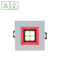 SPECTRUM - FIALE 4 LED 4x1W zapustené štvorcové svietidlo 30° IP20 80x80x40mm 230V Teplá biela / 3000°K - Biely - Červený rám
