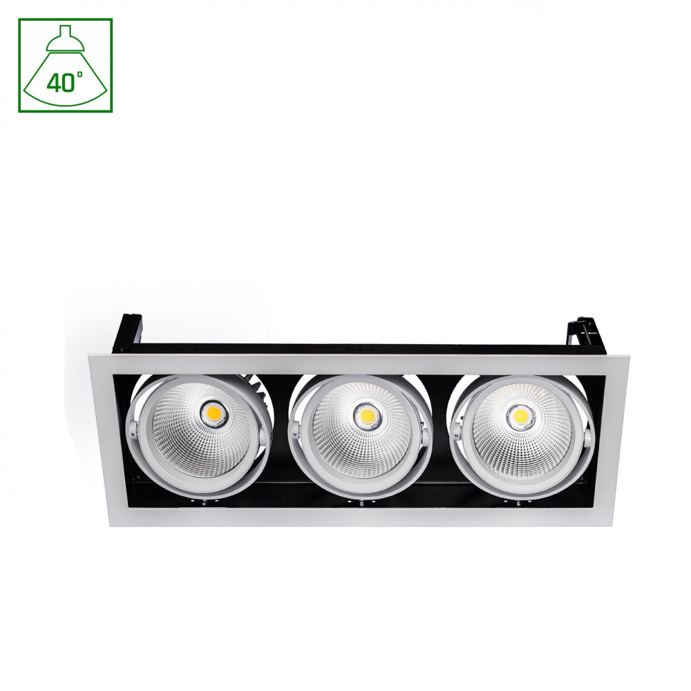 SPECTRUM - MODERN DAY DOWNLIGHT  81W zapustené svietidlo 40° IP20 188x498x180mm Teplá biela / 3000°K- Strieborno / Čierne