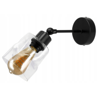 BERGE Sklenené LED nástenné svietidlo 1xE27, rolovací, priehľadný štvorec