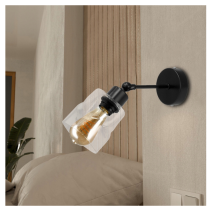 BERGE Sklenené LED nástenné svietidlo 1xE27, rolovací, priehľadný štvorec