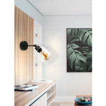 BERGE Sklenené LED nástenné svietidlo 1xE27, rolovací, priehľadný štvorec