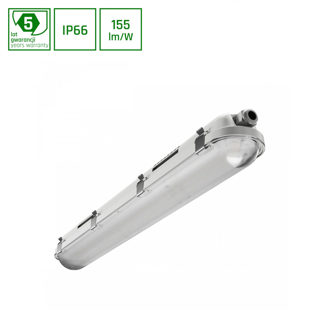 SPECTRUM - LIMEA GIGANT PRO 600 - 12W/21W hermetické svietidlo IK10 IP66 600x80x68mm Neutrálna biela / 4000°K - Sivé