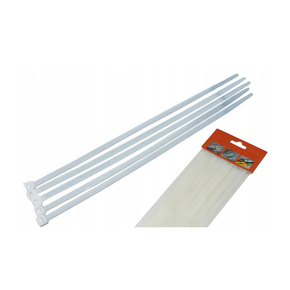 CROWNMAN Nylonová sťahovacia páska 4,8x300mm biela - 100ks