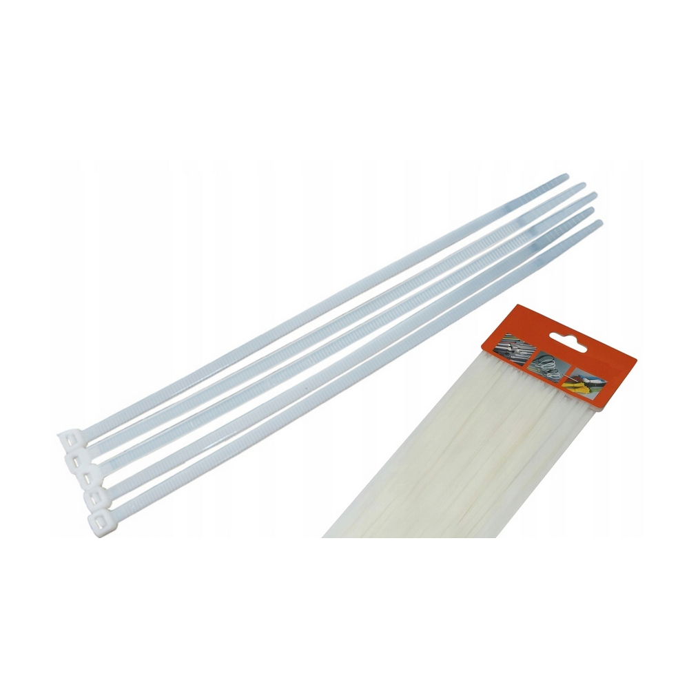 CROWNMAN Nylonová sťahovacia páska 7,6x400mm biela - 100ks