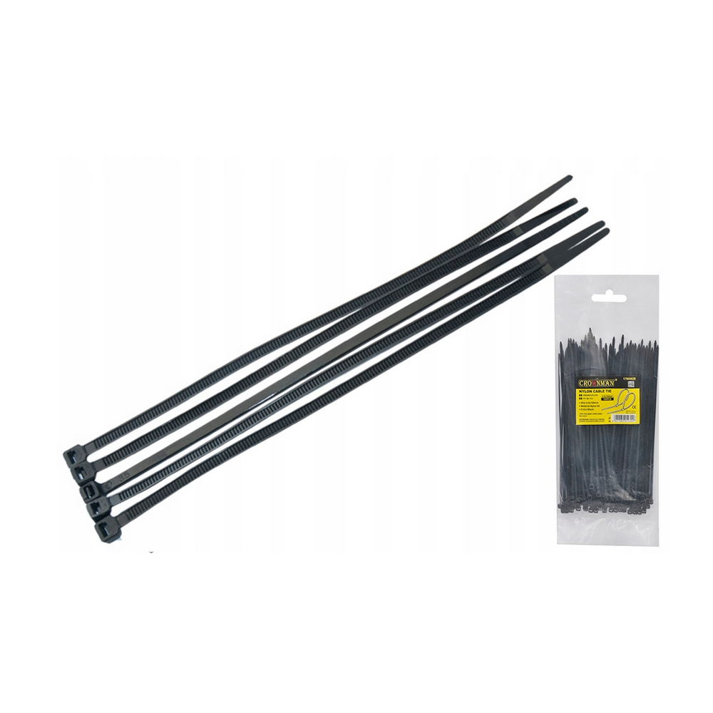 CROWNMAN Nylonová sťahovacia páska 7,6x400mm čierna - 100ks