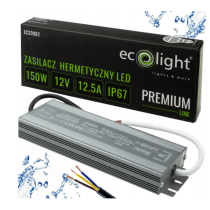 ECOLIGHT Hermetický LED zdroj 12V 150W IP67 vodeodolný