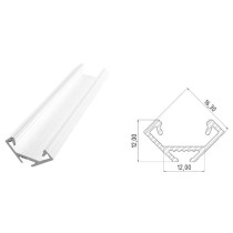 GLALU - Rohový hliníkový profil typ AL12-GLC2-LW-2020 - 2m - biely