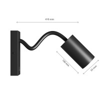 SPECTRUM - SQUALLA VARIOSAROUND - nástenné svietidlo GU10 IP20 Ø55x100x410mm 250V - Čierne / s ON/OFF spínačom