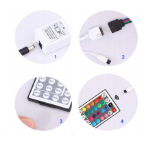 BERGE - 5m LED pásik RGB Sada – 4.8W, 60xSMD, 8mm, IP65, 12V DC – RGB (diaľkové ovládanie + adaptér v sade)