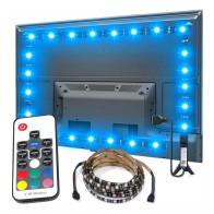 BERGE - 5m LED pásik RGB za TV – 14.4W, 60xSMD, 10mm, IP20, 5V DC – RGB (napojenie cez USB)