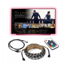 BERGE - 5m LED pásik RGB za TV – 14.4W, 60xSMD, 10mm, IP20, 5V DC – RGB (napojenie cez USB)