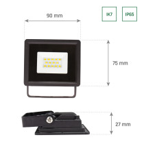 SPECTRUM - NOCTIS LUX 3 - 10W reflektor IP65 230V Studená biela / 6000°K - Čierny