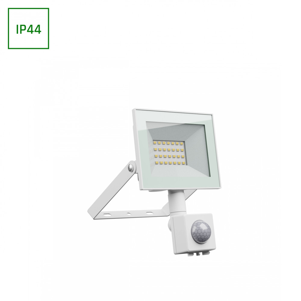 SPECTRUM - NOCTIS LUX 4 - 20W reflektor IP44 230V Studená biela / 6000°K - Biely / so senzorom pohybu