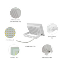 SPECTRUM - NOCTIS LUX 3 - 20W reflektor IP65 230V Teplá biela / 3000°K - Biely