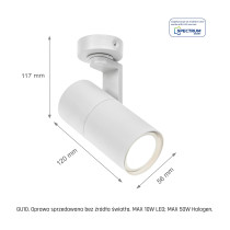 SPECTRUM - MADARA MINI II stropné/nástenné bodové svietidlo IP20 Ø56x120x117mm 250V GU10 - Biele
