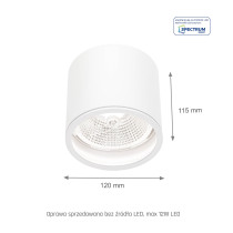 SPECTRUM - CHLOE AR111 povrchové bodové kruhové svietidlo GU10 IP65 120x115mm 250V - Biele