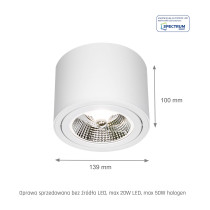 SPECTRUM - CHLOE AR111 povrchové bodové kruhové nastaviteľné svietidlo GU10 IP20 139x100mm 250V - Biele