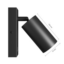 SPECTRUM - SQUALLA VARIOSAROUND - nástenné svietidlo GU10 IP20 Ø55x100mm 250V - Čierne / s ON/OFF spínačom