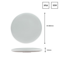 SPECTRUM - NYMPHEA RINGS 32W - plafónové svietidlo 115° IP54 Ø380x55mm 230V Studená biela / 6000°K - Biely + Čierny lem
