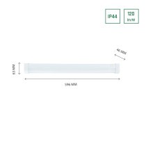 SPECTRUM - AQUATICA LED 15W povrch. svietidlo 150° IP44 596x46x63 Neut. biela / 4000°K - Biele okrúhle konc. / ON/OFF spínač