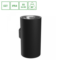 SPECTRUM - TORRE ROUND 18W - fasádne obojsmerné svietidlo 30° IP54 Ø99x78x162mm 230V CCT - Čierne