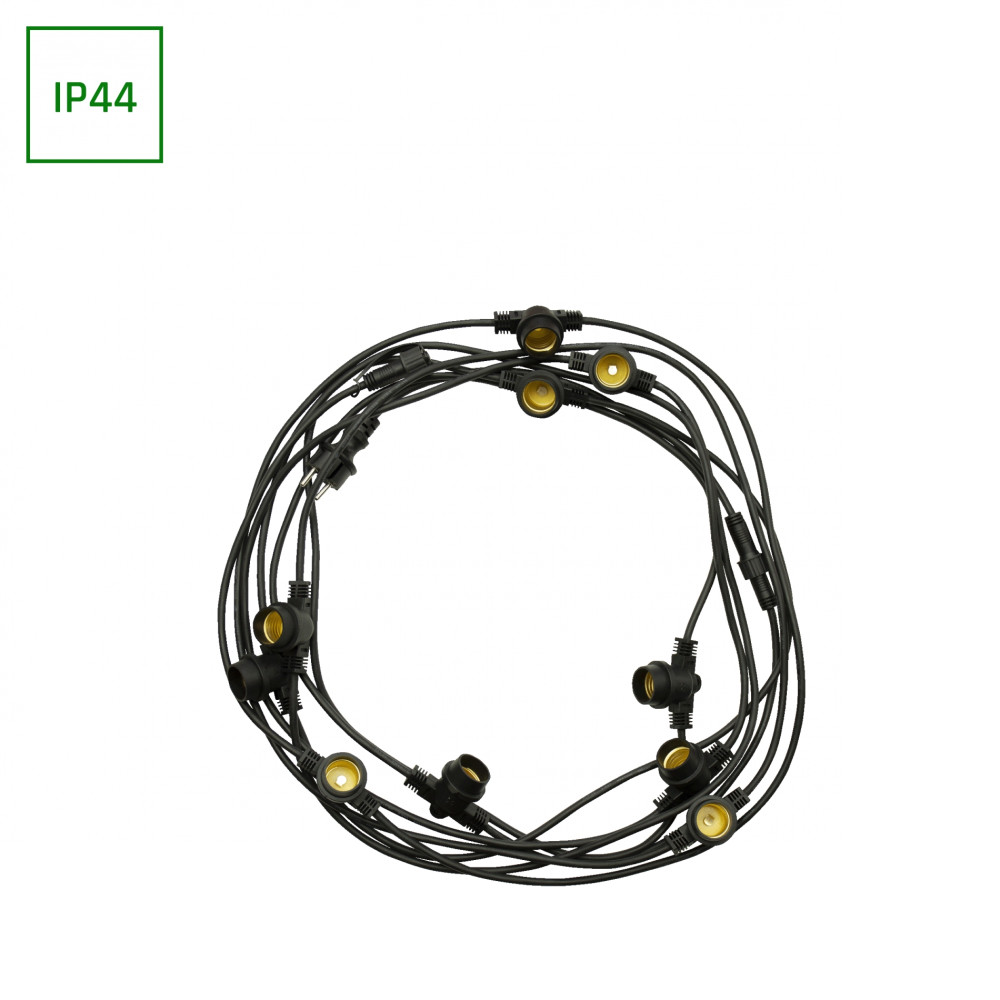 SPECTRUM - GARLAND 5M závesná girlanda INT/EXT 10xE27 IP44 5000mm / rozostup 0,5m 250V - Čierna