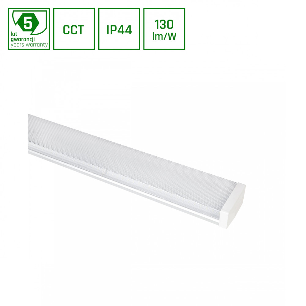 SPECTRUM - LIMEA PRISMATICA 1200 - 40W/30W/20W hermetické svietidlo 100° IK10 IP44 1200x115x60mm 230V 3CCT - Biele