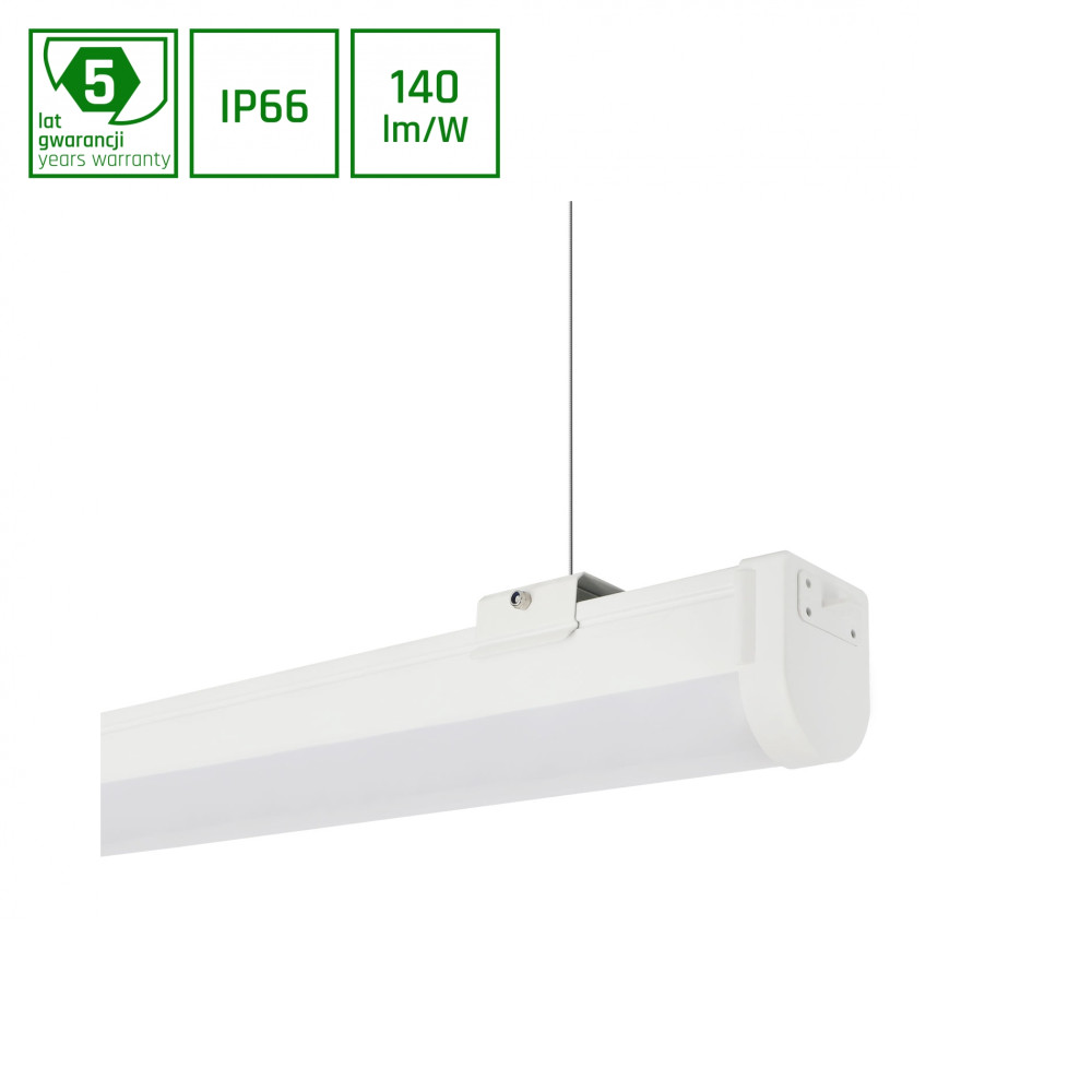 SPECTRUM - LIMEA SLIM 2 - 60W hermetické svietidlo IK08 IP66 1700x65x67mm 230V Teplá biela / 3000°K - Biele / Záruka 5 rokov