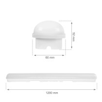 SPECTRUM - LIMEA GO 1200 - 50W hermetické svietidlo IK07 IP65 1200x60x52mm 230V Studená biela / 6000°K - Biele