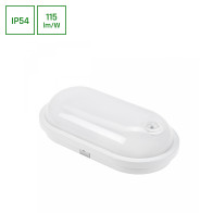 SPECTRUM - TECHNIC OVAL LED 20W - technické svietidlo 120° IP54 270x145x75mm 230V Neutrálna biela / 4000°K - Biele / PIR senzor