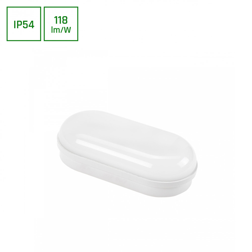 SPECTRUM LED - TECHNIC OVAL LED 8W - technické svietidlo 120° IK10 IP54 157x80x46mm 230V Neutrálna biela / 4000°K - Biele