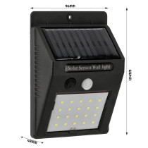 MILIO - LED solárne svietidlo DIVO - 2W - 200lm - IP65 - Studená biela / 6000°K - s pohybovým senzorom