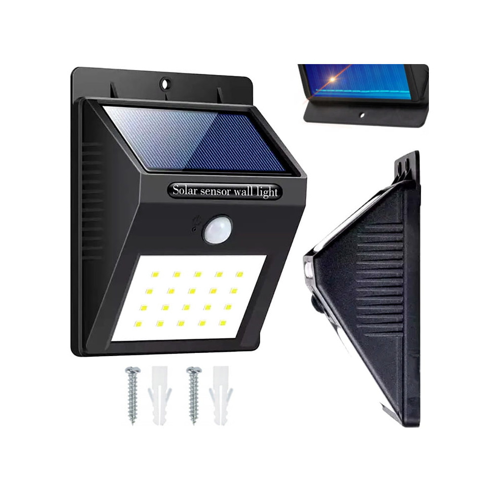 MILIO - LED solárne svietidlo DIVO - 2W - 200lm - IP65 - Studená biela / 6000°K - s pohybovým senzorom