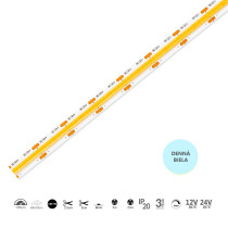 epiLED – 5m LED pásik COB-480 – 10W, 480xCOB, 8mm, IP20, 12V DC - Denná biela (WH) / 6500°K
