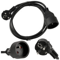 BERGE - Predlžovací kábel s vidlicou a zásuvkou - 1,5m - 230V - čierny