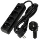 BERGE - Predlžovací kábel s vidlicou a 4x zásuvkou - 3m - 230V - čierny