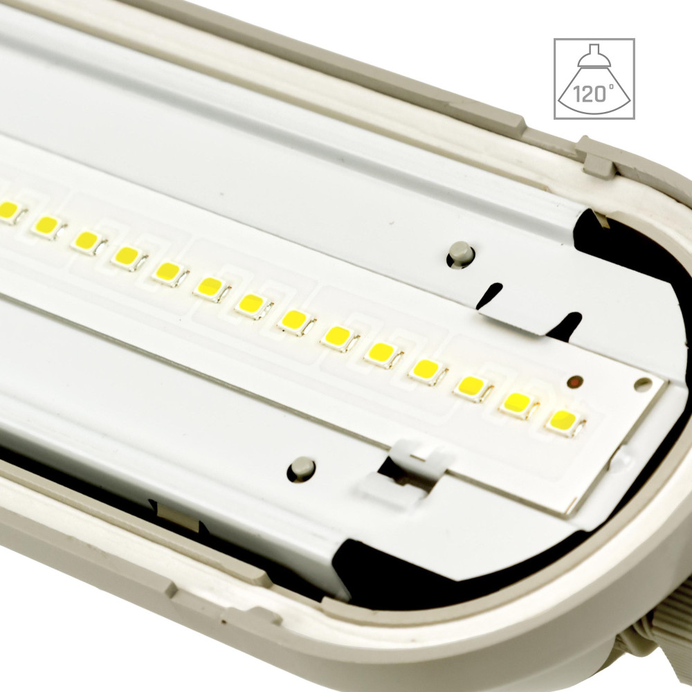 SPECTRUM - LIMEA GIGANT 1500 - 52W hermetické svietidlo IK10 IP65 1490x72x70mm 230V Neutrálna biela / 4000°K - Sivé