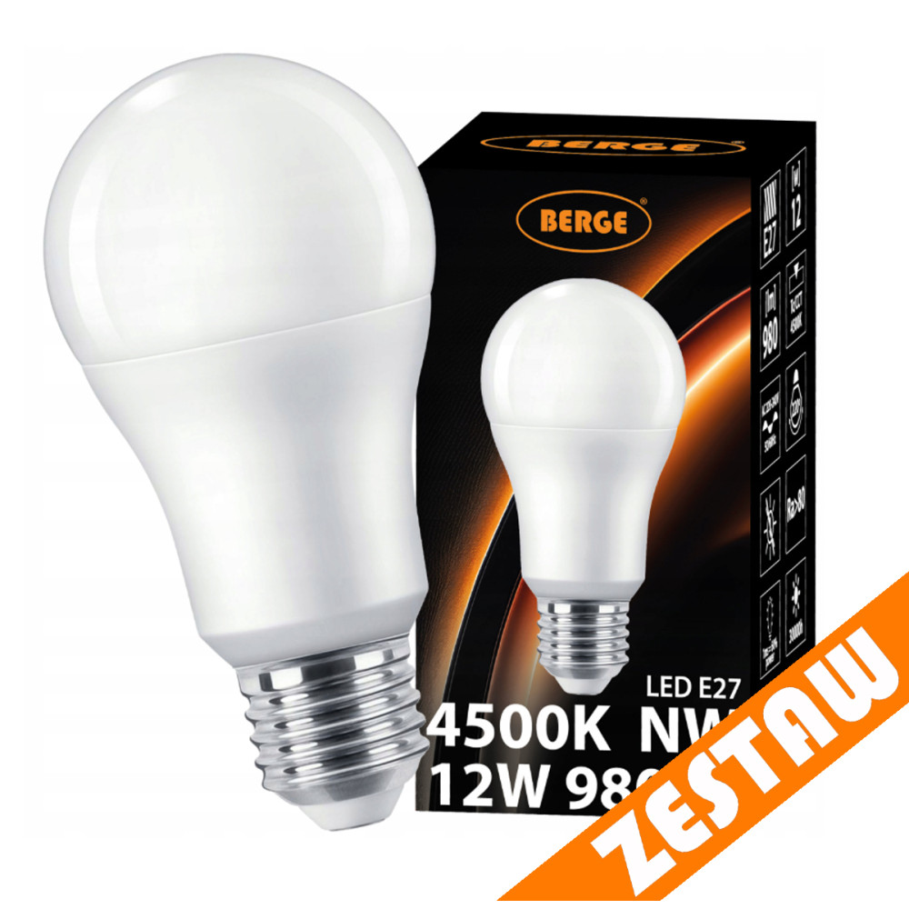 BERGE SADA 6x LED žiarovka E27 12W 960lm - neutrálna biela