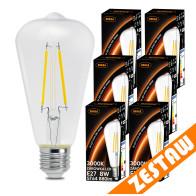 BERGE SADA 6x LED žiarovka E27 ST64 6W 660lm Filament 3000K - tepla biela